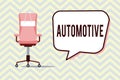 Text sign showing Automotive. Conceptual photo Selfpropelled Related to motor vehicles engine cars automobiles