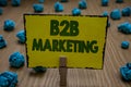 Text sign showing B2B Marketing. Conceptual photo Partnership Companies Supply Chain Merger Leads Resell Clothespin Royalty Free Stock Photo