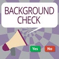 Text sign showing Background Check. Conceptual photo way to discover issues that could affect your business Royalty Free Stock Photo