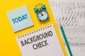 Text sign showing Background Check. Conceptual photo way to discover issues that could affect your business Spiral Royalty Free Stock Photo