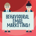 Text sign showing Behavioural Email Marketing. Conceptual photo customercentric trigger base messaging strategy Male and Royalty Free Stock Photo