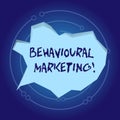 Text sign showing Behavioural Marketing. Conceptual photo targets consumers based on their behavior on Web sites Blank Royalty Free Stock Photo