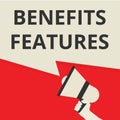Text sign showing Benefits Features Royalty Free Stock Photo