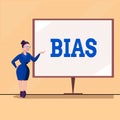 Text sign showing Bias. Conceptual photo inclination or prejudice for or against one an individual group Female Doctor