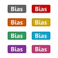 Text sign showing Bias color icon set isolated on white background