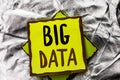 Text sign showing Big Data. Conceptual photo Huge Data Information Technology Cyberspace Bigdata Database Storage written on Stack