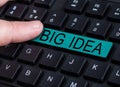 Text sign showing Big Idea. Business showcase Having great creative innovation solution or way of thinking Royalty Free Stock Photo
