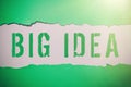 Text sign showing Big Idea. Concept meaning Having great creative innovation solution or way of thinking Royalty Free Stock Photo