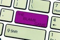 Text sign showing The Blame Game. Conceptual photo A situation when people attempt to blame one another