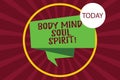 Text sign showing Body Mind Soul Spirit. Conceptual photo Healthy lifestyle emotional balance Spiritual feelings Folded Royalty Free Stock Photo