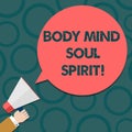 Text sign showing Body Mind Soul Spirit. Conceptual photo Healthy lifestyle emotional balance Spiritual feelings Hu Royalty Free Stock Photo