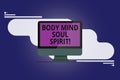 Text sign showing Body Mind Soul Spirit. Conceptual photo Healthy lifestyle emotional balance Spiritual feelings Mounted Royalty Free Stock Photo