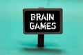 Text sign showing Brain Games. Conceptual photo psychological tactic to manipulate or intimidate with opponent Blackboard green ba Royalty Free Stock Photo