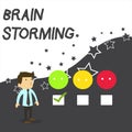 Text sign showing Brain Storming. Conceptual photo Stimulating creative thinking Developing new ideas Discussion White