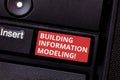 Text sign showing Building Information Modeling. Conceptual photo an intelligent 3D modelbased process Keyboard key Royalty Free Stock Photo