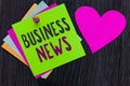 Text sign showing Business News. Conceptual photo Commercial Notice Trade Report Market Update Corporate Insight Papers Romantic l