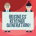 Text sign showing Business Revenue Generation. Conceptual photo markets and sells a product to produce income Male and