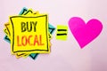 Text sign showing Buy Local. Conceptual photo Buying Purchase Locally Shop Store Market Buylocal Retailers written on Stacked Stic Royalty Free Stock Photo