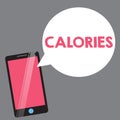 Text sign showing Calories. Conceptual photo Energy released by food as it is digested by the huanalysis body