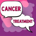 Text sign showing Cancer Treatment. Word for The management of medical care given to a cancer patient