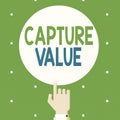 Text sign showing Capture Value. Conceptual photo Customer Relationship Satisfy Needs Brand Strength Retention Male Hu analysis Royalty Free Stock Photo