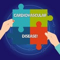 Text sign showing Cardiovascular Disease. Conceptual photo conditions involve narrowed or blocked blood vessels Four Royalty Free Stock Photo