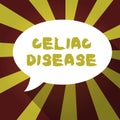 Text sign showing Celiac Disease. Conceptual photo Small intestine is hypersensitive to gluten Digestion problem Royalty Free Stock Photo