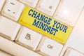 Text sign showing Change Your Mindset. Conceptual photo replace your beliefs way of thinking mental path White pc Royalty Free Stock Photo