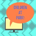 Text sign showing Children At Park. Conceptual photo place specifically designed to enable children play there Mounted