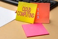 Sign displaying Cloud Computing. Business concept storing and accessing data and programs over the Internet Multiple Royalty Free Stock Photo