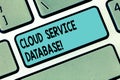 Text sign showing Cloud Service Database. Conceptual photo optimized virtualized computing environment Keyboard key Royalty Free Stock Photo