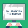 Text sign showing Collaboration Technology. Conceptual photo joint efforts work groups to accomplish task Hands on