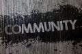 Text sign showing Community. Conceptual photo Neighborhood Association State Affiliation Alliance Unity Group Wooden wood backgrou