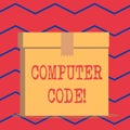 Text sign showing Computer Code. Conceptual photo Set of instructions forming a computer program to execute.