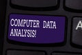 Text sign showing Computer Data Analysis. Conceptual photo using computer to assist qualitative data analysis Keyboard Royalty Free Stock Photo