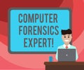 Text sign showing Computer Forensics Expert. Conceptual photo harvesting and analysing evidence from computers Blank Royalty Free Stock Photo