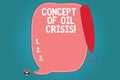 Text sign showing Concept Of Oil Crisis. Conceptual photo Petroleum prices dropping lower monetary value Blank Color