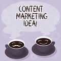 Text sign showing Content Marketing Idea. Conceptual photo focused on creating and distributing valuable content Sets of