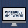 Text sign showing Continuous Improvement. Conceptual photo involves small consistent improvements over time Blank White