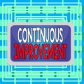 Text sign showing Continuous Improvement. Conceptual photo ongoing effort to improve products or processes Board