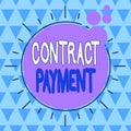 Text sign showing Contract Payment. Conceptual photo payments made by payer to the payee as per agreement terms