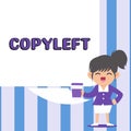 Text sign showing Copyleft. Word for the right to freely use, modify, copy, and share software, works of art Royalty Free Stock Photo