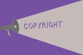 Text sign showing Copyright. Conceptual photo exclusive and assignable legal right given to originator Halftone Royalty Free Stock Photo