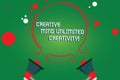 Text sign showing Creative Mind Unlimited Creativity. Conceptual photo Full of original ideas brilliant brain Two
