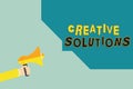 Text sign showing Creative Solutions. Conceptual photo Original and unique approach in solving a problem