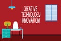 Text sign showing Creative Technology Innovation. Conceptual photo unleashing the mind to conceive new ideas Work Space