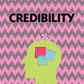 Text sign showing Credibility. Conceptual photo Quality of being convincing trusted credible and believed in Royalty Free Stock Photo