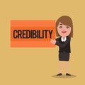Text sign showing Credibility. Conceptual photo Quality of being convincing trusted credible and believed in Royalty Free Stock Photo