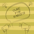 Text sign showing Cure For Rabies. Conceptual photo Vaccination medicines to fight against illness lethal virus Freehand Royalty Free Stock Photo