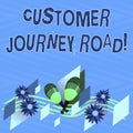 Text sign showing Customer Journey Road. Conceptual photo Customer experiences when interacting your brand Colorful